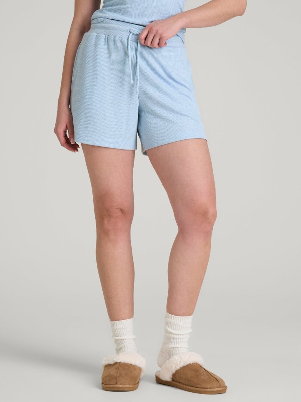 American Tall Waffle Sleep Shorts for Tall Women in Ice Blue Size SS / Tall / Ic